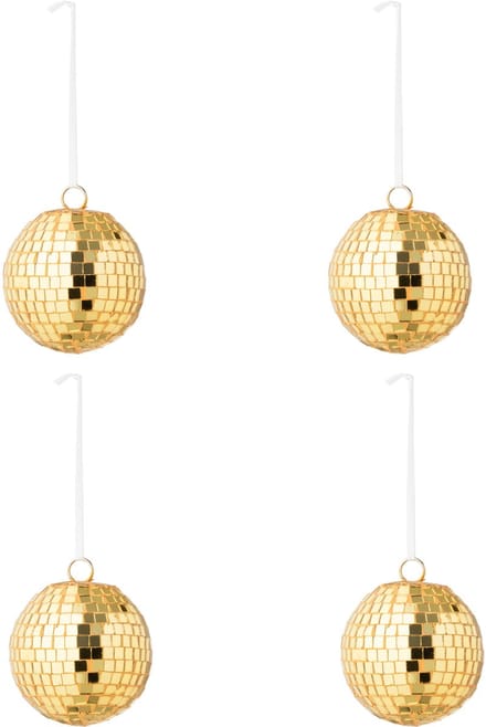 J-Line kerstbal Spiegel - glas - geel - small - doos van 4