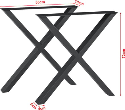 Stalen onderstel Maribo set van 2 tafelpoot 72x55 cm zwart [en.casa]