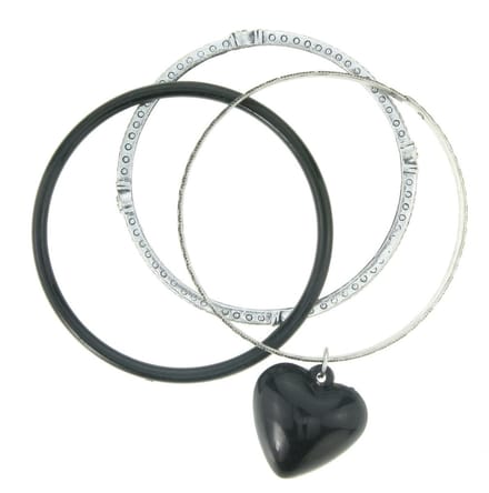 Behave - Armbanden set hart hanger - Zilverkleur zwart - Boho stijl