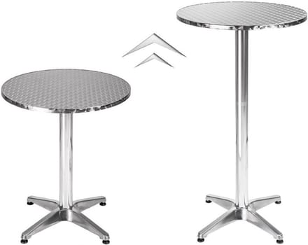 Verstelbare Vierkante Buitenbar Tafel 60x60cm met RVS Dienblad - Tuin en Terras