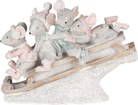 Clayre & Eef Beeld Muis 15x5x11 cm Grijs Kunststof Muis