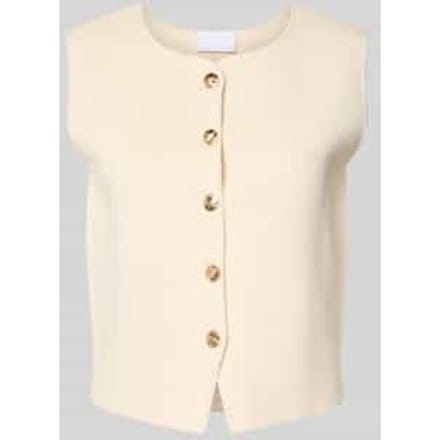 Mouwloos vest van viscosemix met ronde hals