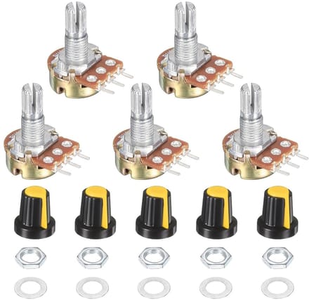 Verstelbare Weerstand - Potentiometer Kit - Audio Volume Regelen - Lineaire Instelling - B1K - Geel