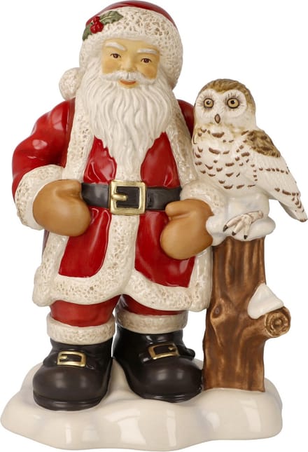 Goebel - Kerst | Decoratief beeld Kerstman met uil | Aardewerk - 25cm - Limited Edition