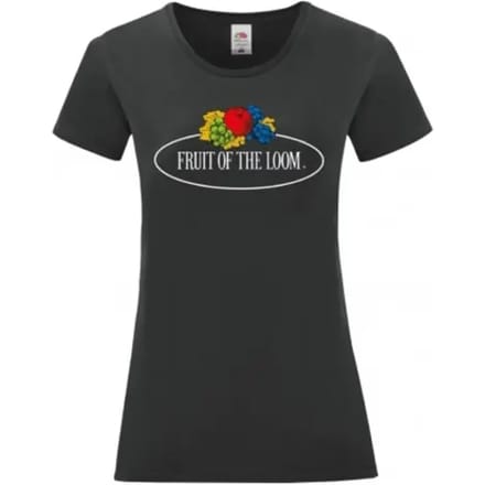 Dames-T-shirt Fruit of the Loom Vintage Large Logo Print