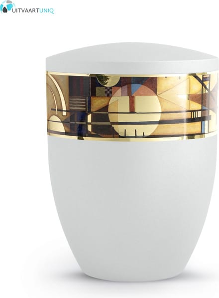 Urn modern zon motief wit - bio