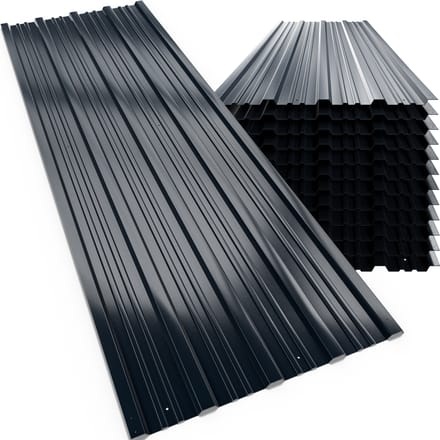 Gardebruk Set van 12 Dakplaten –Metaal – 129 x 46 cm – Antraciet