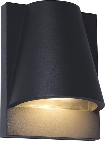 Olucia - LUANA - Buitenmuurlamp met schemersensor - Zwart - Vorm: Rechthoek