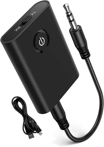 Bluetooth 5.0-zender – 2-in-1 Bluetooth-adapter – Zender en Ontvanger – 3,5 mm Stereouitgang – aptX Bluetooth-audioadapter – Dubbele Koppeling voor Hoofdtelefoon, PC, Computer, Luidspreker