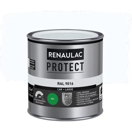 Renaulac Houtlak Protect - Mat - Verkeerswit Ral 9016 - 250ml