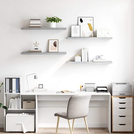 vidaXL - Wandschappen - zwevend - 4 - st - 90x23,5x3,8 - cm - MDF - betongrijs