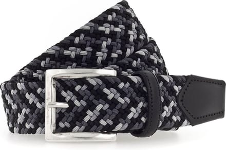 b.belt Riem Luca Stretch Belt W85 Black - Light Grey Zwart Veelkleurig