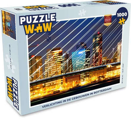 Puzzel Rotterdam - Skyline - Licht - Legpuzzel - Puzzel 1000 stukjes volwassenen