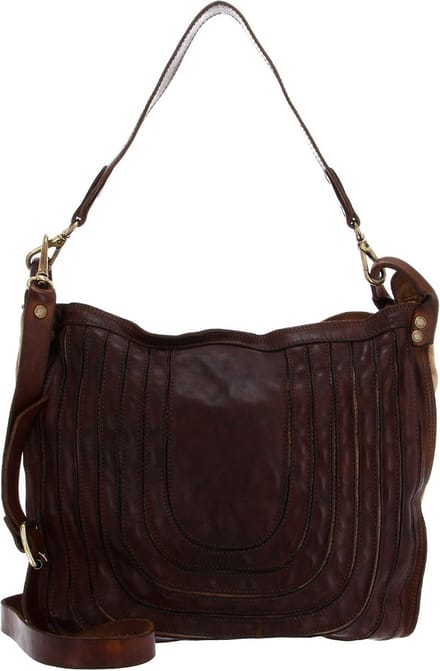 CATERINA LUCCHI Leren Shopper Schoudertas Stripes Tapiro Shoulder Bag Cognac Bruine