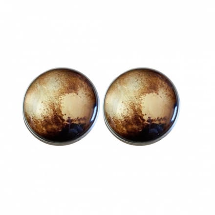 Clip oorbellen bruin zilverrand 2 cm Sandy