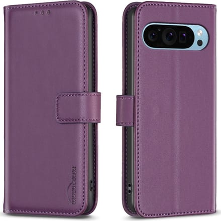 BINFEN Hoesje - Geschikt voor Google Pixel 9 / Pixel 9 Pro Hoesje - BINFEN Color Book Case - Paars