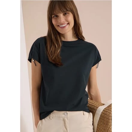 Shirt met rimpels in effen kleur