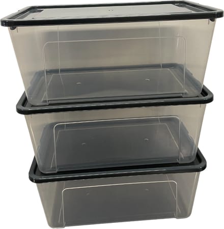 Opbergbox met deksel - set van 3 - 12,5 liter - stapelbaar - transparant