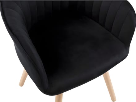 Vente-unique Set van 2 stoelen met armleuningen ELEANA - Fluweel & Metaal met houteffect - Zwart