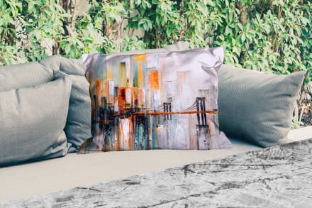 Buitenkussens - Olieverf - Schilderij - Skyline - Abstract - 60x40 cm - Weerbestendig