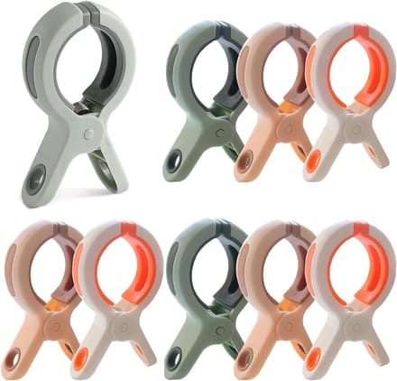 Handdoek Clips - Grote Klemmen - Strandstoel Vastzetten - Dubbele Laag Ontwerp - 9 Stuks - Wit Roze Groen