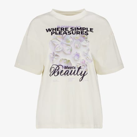 TwoDay dames T-shirt met opdruk ecru - Beige - Maat S
