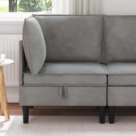 vidaXL - Sofa - met - opslag - Lichtgrijs - Fluweel