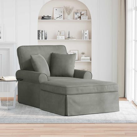 vidaXL - Chaise - Lounge - met - Rok - 3 - st - Lichtgrijs - Corduroy - stof