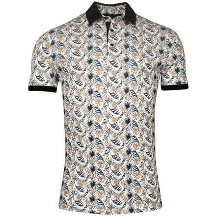 Giordano Polo Genardi Fantasy Allover Leaves Pattern Piqué Navy-Multi / male