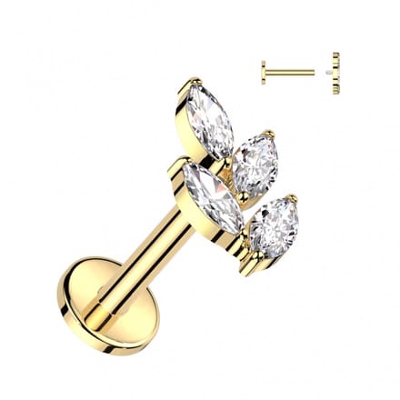 Piercing titanium blaadje marquise 1.2x8 - goud - LMPiercings