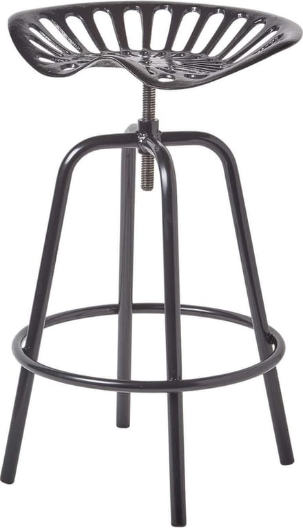 Homescapes - Vintage barkruk tractor zithoogte verstelbaar - 74cm - zwart