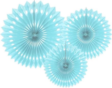 """Tissue fan, licht sky-blauw, 20-30cm (1 zakje met 3 stuks)"""