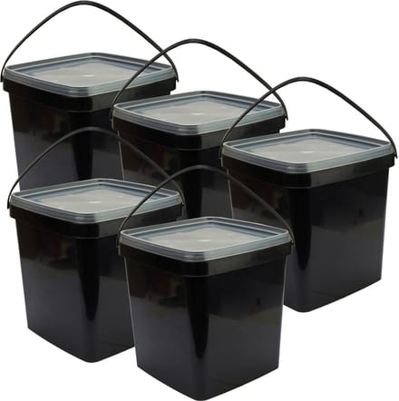 Eurocatch Emmer - Zwart met transparante deksel - Hersluitbaar - 5x - 5L