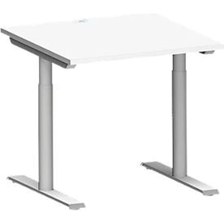 Schäfer Shop Genius MODENA FLEX bureau, T-poot ronde buis, B 800 x D 800 mm, wit/wit aluminium
