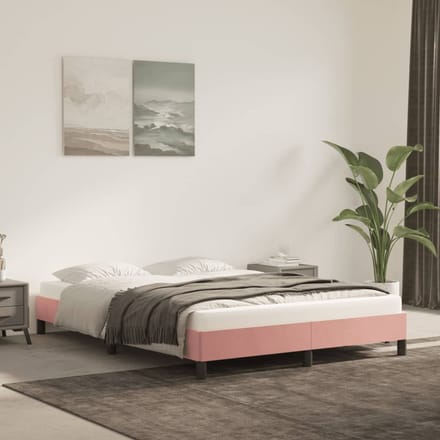 vidaXL - Bedframe - fluweel - roze - 140x190 - cm