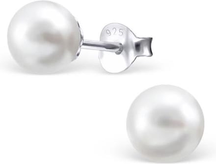 Amanto Oorbellen Franka White - 925 Zilver - Synth. Parel - ∅6mm