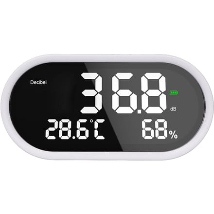 Digitale Decibelmeter LCD-Display Hoge Nauwkeurigheid Bureau Temperatuur Vochtigheid Geluidsniveau Meter voor black
