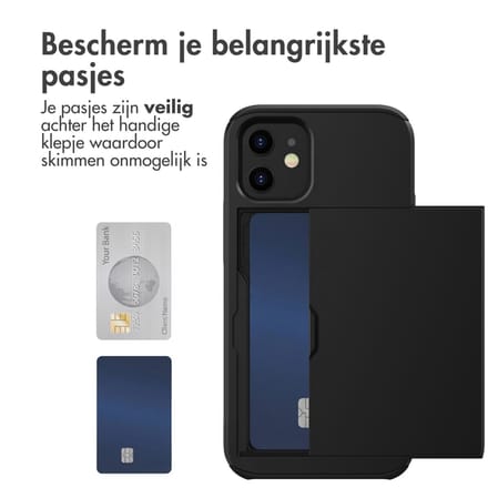 imoshion Hoesje met Pasjeshouder - Geschikt voor Apple iPhone 12 Mini - Zwart
