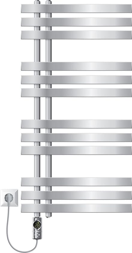 LuxeBath elektrische badkamer radiator Ijzer EM 500x1000mm chroom met verwarmingselement 600W thermostaat digitaal display, handdoekradiator elektrische handdoekwarmer paneelradiator design radiator