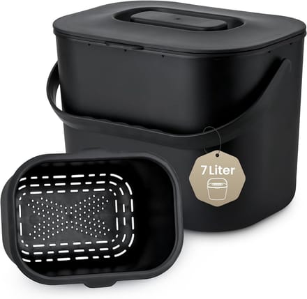 Keukenafvalemmer - Compostbak - Dagelijks Afval - Geurdicht Deksel - 7 Liter - Zwart