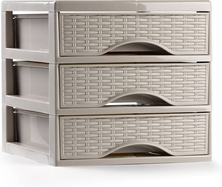 Plasticforte Ladeblokje/bureau organizer met 3x lades - beige - L18 x B23 x H17 cm