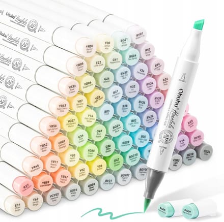 Set van 96 Pastel Kleurmarkers - Dubbele Punt, Alcoholbasis