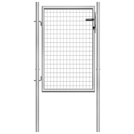 vidaXL Tuinpoort gegalvaniseerd staal 105x100 cm zilver