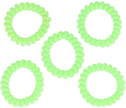 Haarsoires Haarelastieken Invisibobble - Basic - Telefoondraad - Groen - Set van 5 - Spiraal Haar Elastieken - Haarvriendelijk