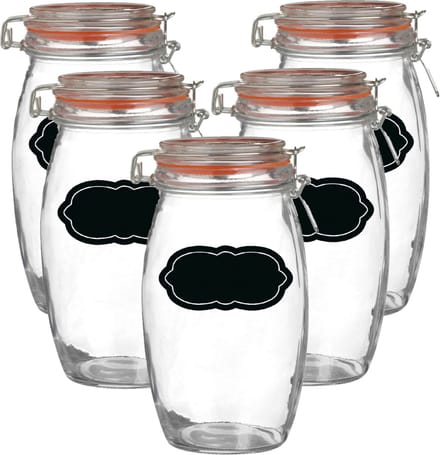 Weckpot/inmaakpot - 10x - 1.3L - glas - met beugelsluiting - incl. etiketten