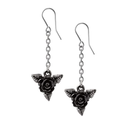 Alchemy - Blank Rose Droppers Oorbellen - Zilverkleurig/Zwart