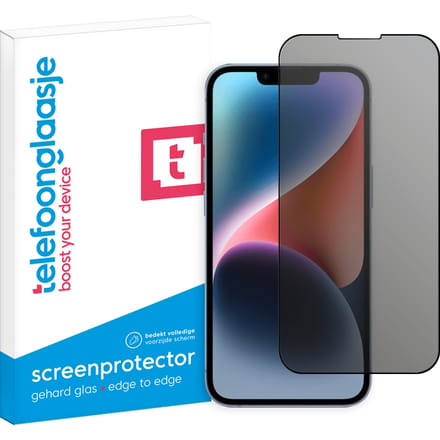 iPhone 14 Privacy screenprotector gehard glas Edge to Edge