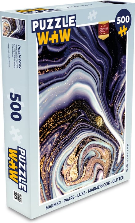 Puzzel Marmer - Paars - Luxe - Marmerlook - Glitter - Legpuzzel - Puzzel 500 stukjes