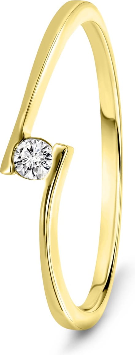 Miore Pure Ring Dames - 9 Karaat - Goudkleurig - Met Diamanten - Handgemaakt - Maat 48