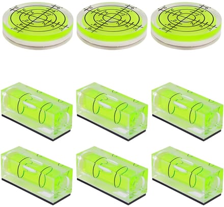 Dailygoods- Waterpas Mini - 9 Stuks - Magnetisch/Vierkant/Rond - Nivelleren - Acryl/ABS - Compact - Nivelleerinstrument